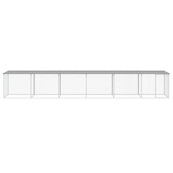 vidaXL Kyllingbur med tak lysegrå 603x98x90 cm galvanisert stål