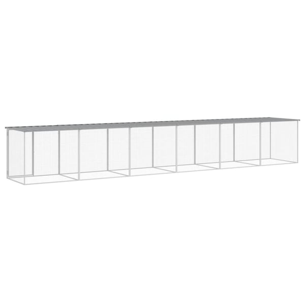 vidaXL Kyllingbur med tak lysegrå 603x98x90 cm galvanisert stål