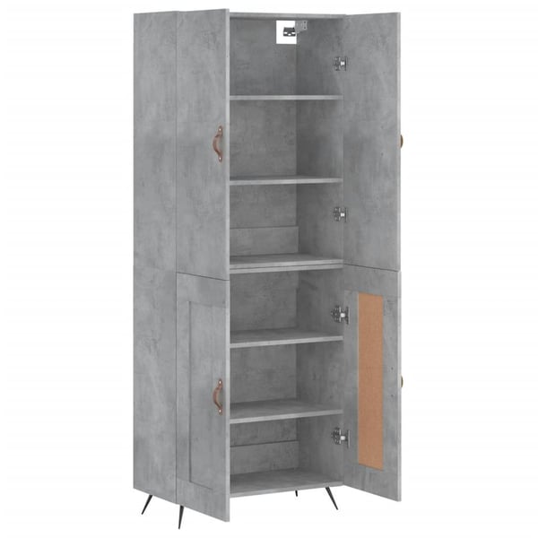 vidaXL Highboard betonggrå 69,5x34x180 cm konstruert tre