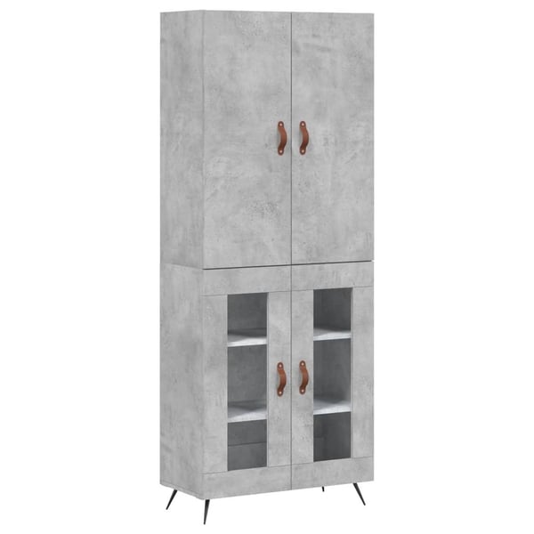 vidaXL Highboard betonggrå 69,5x34x180 cm konstruert tre