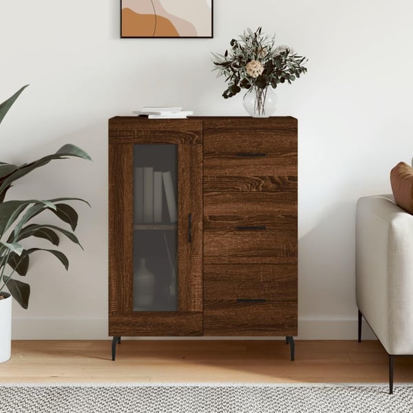 vidaXL skænk 69,5x34x90 cm konstrueret træ brun egetræsfarve