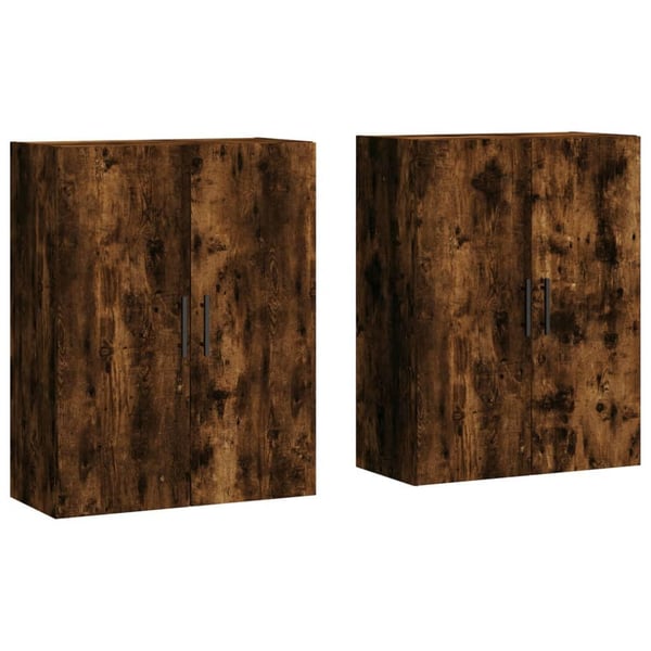 vidaXL Veggskap 2 stk røkt eik 69,5x34x90 cm