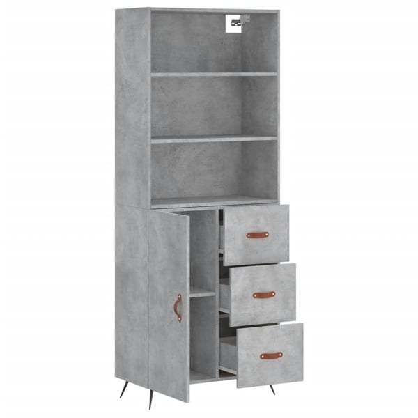 vidaXL Highboard betonggrå 69,5x34x180 cm konstruert tre