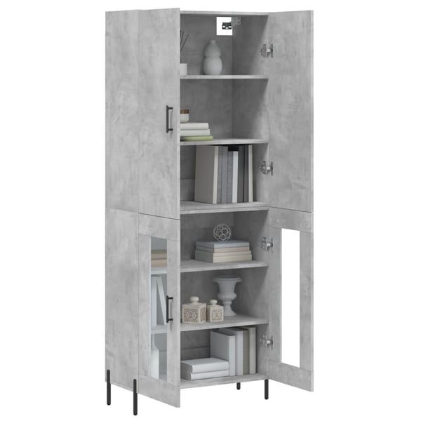 vidaXL Highboard betonggrå 69,5x34x180 cm konstruert tre