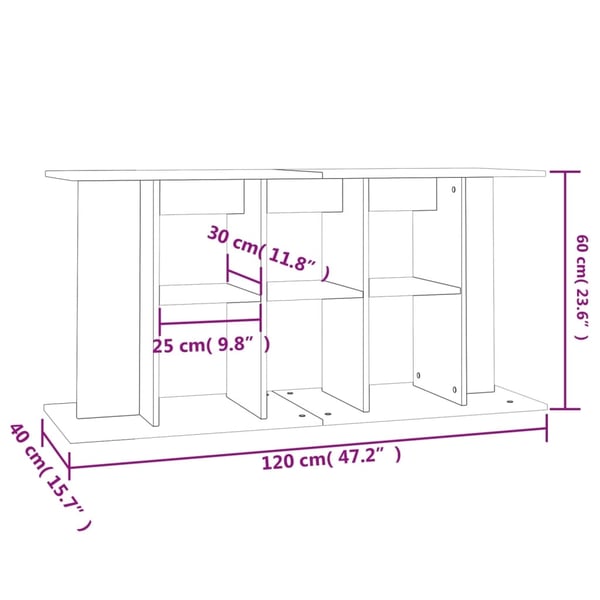 vidaXL Akvariestativ Sonoma eik 120x40x60 cm konstruert tre