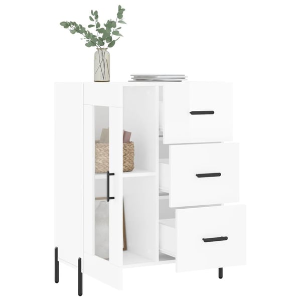 vidaXL Skjenk høyglans hvit 69,5x34x90 cm konstruert tre