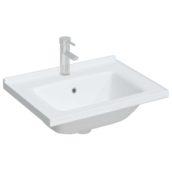 vidaXL badeværelsesvask 61x48x19,5 cm rektangulær keramisk hvid