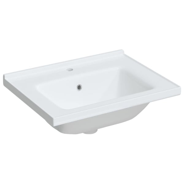 vidaXL badeværelsesvask 61x48x19,5 cm rektangulær keramisk hvid