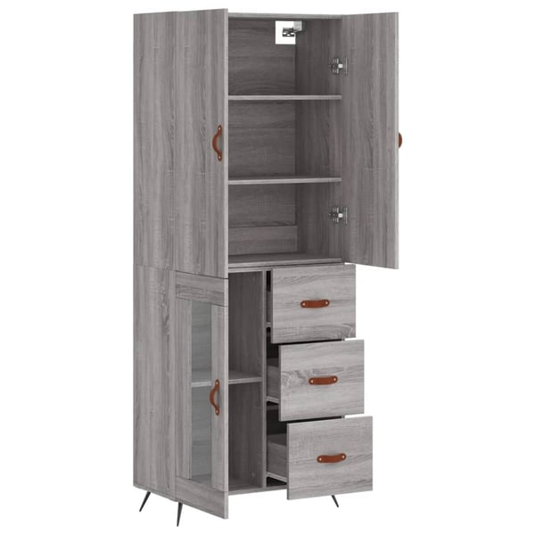 vidaXL Highboard grå sonoma 69,5x34x180 cm konstruert tre