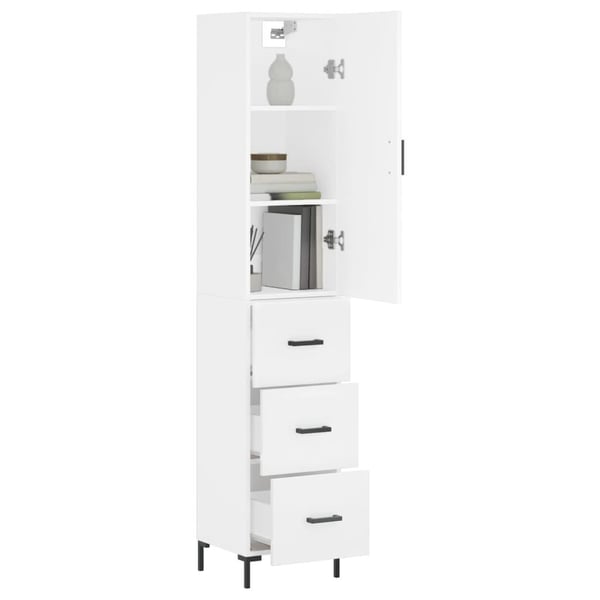 vidaXL Highboard hvit 34,5x34x180 cm konstruert tre