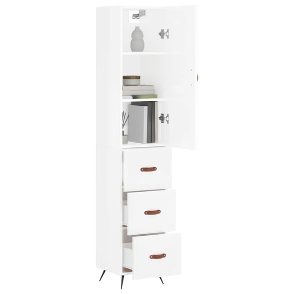 vidaXL skab 34,5x34x180 cm konstrueret træ hvid højglans