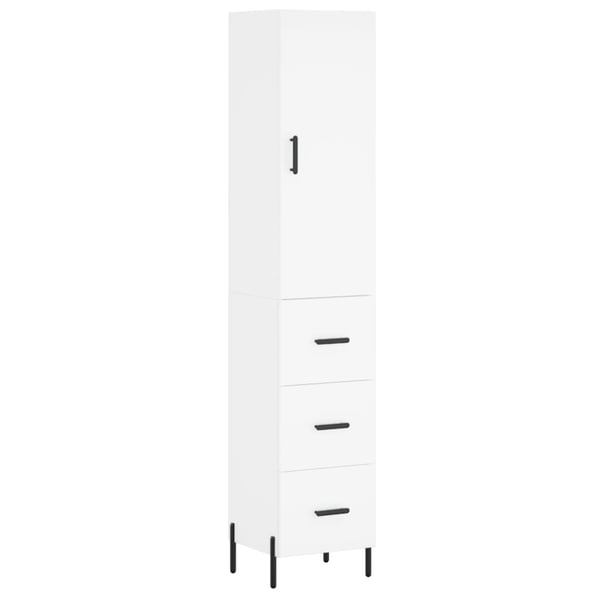 vidaXL Highboard hvit 34,5x34x180 cm konstruert tre