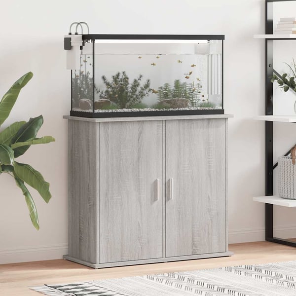 vidaXL Akvariumstativ grå sonoma 81x36x73 cm konstruert tre
