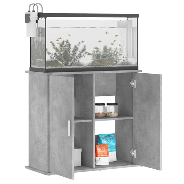 vidaXL Akvariestativ betong grå 81x36x73 cm konstruert tre