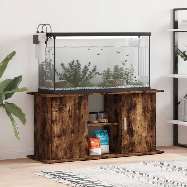 vidaXL Akvariumstativ røkt eik 121x41x58 cm konstruert tre