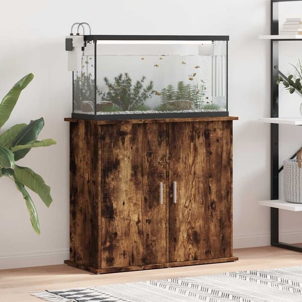 vidaXL Akvariumstativ røkt eik 81x36x73 cm konstruert tre
