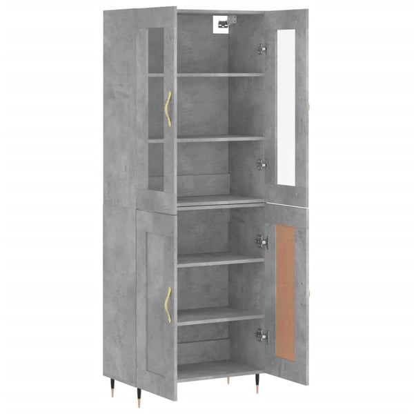 vidaXL Highboard betonggrå 69,5x34x180 cm konstruert tre