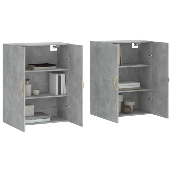 vidaXL Veggskap 2 stk betonggrå 69,5x34x90 cm