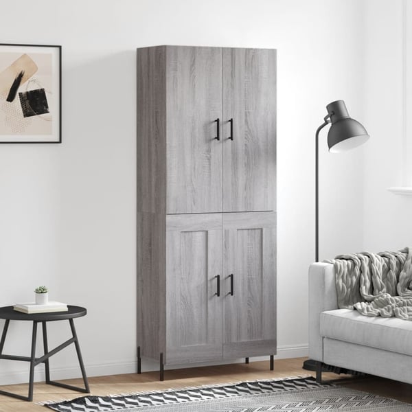 vidaXL højskab 69,5x34x180 cm konstrueret træ grå sonoma-eg