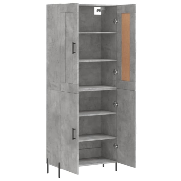 vidaXL Kaappi betoninharmaa 69,5x34x180 cm tekninen puu