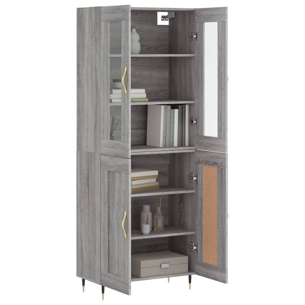 vidaXL Highboard grå sonoma 69,5x34x180 cm konstruert tre