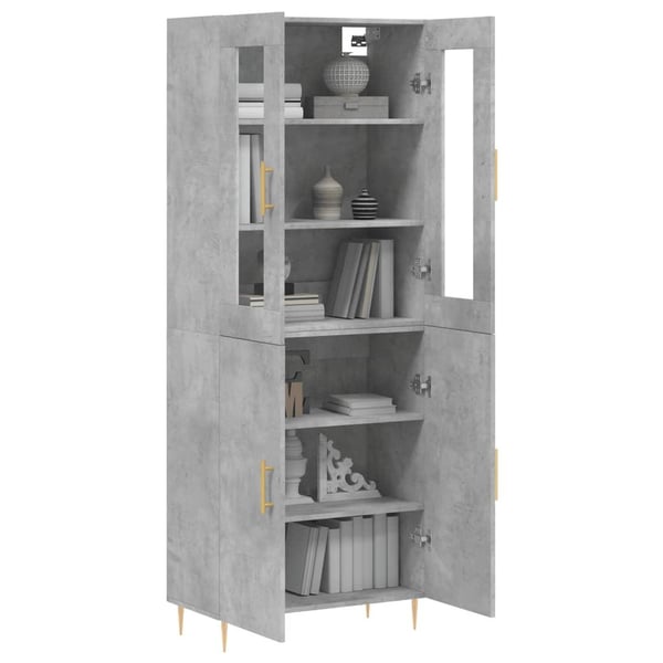 vidaXL Highboard betonggrå 69,5x34x180 cm konstruert tre