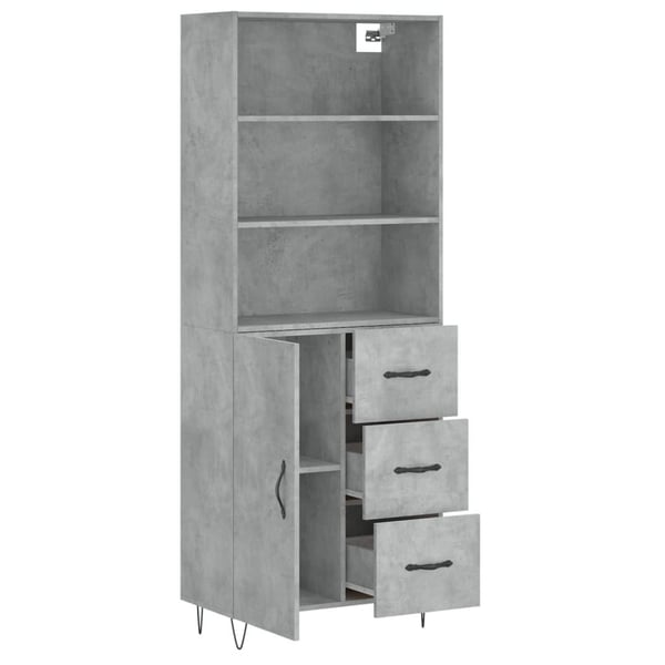 vidaXL Highboard betonggrå 69,5x34x180 cm konstruert tre