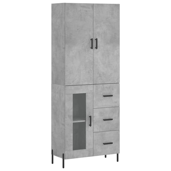 vidaXL Highboard betonggrå 69,5x34x180 cm konstruert tre