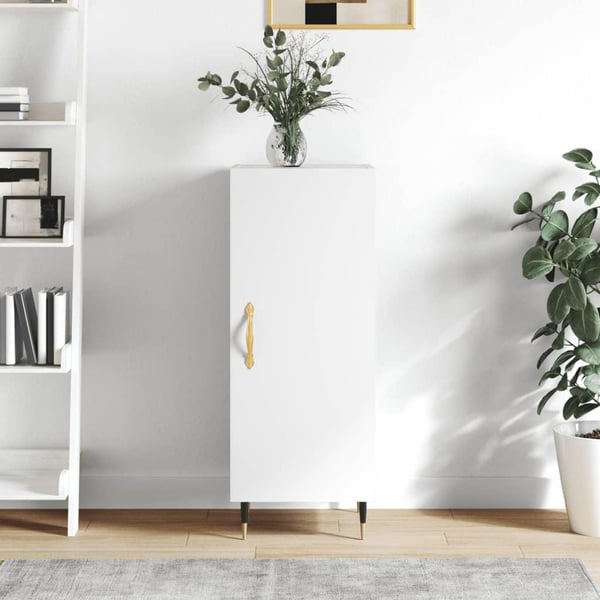 vidaXL skænk 34,5x34x90 cm konstrueret træ hvid højglans