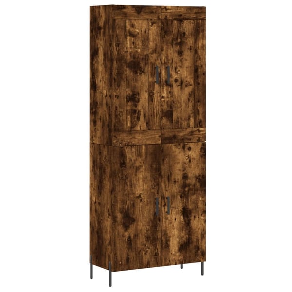 vidaXL højskab 69,5x34x180 cm konstrueret træ røget egetræsfarve
