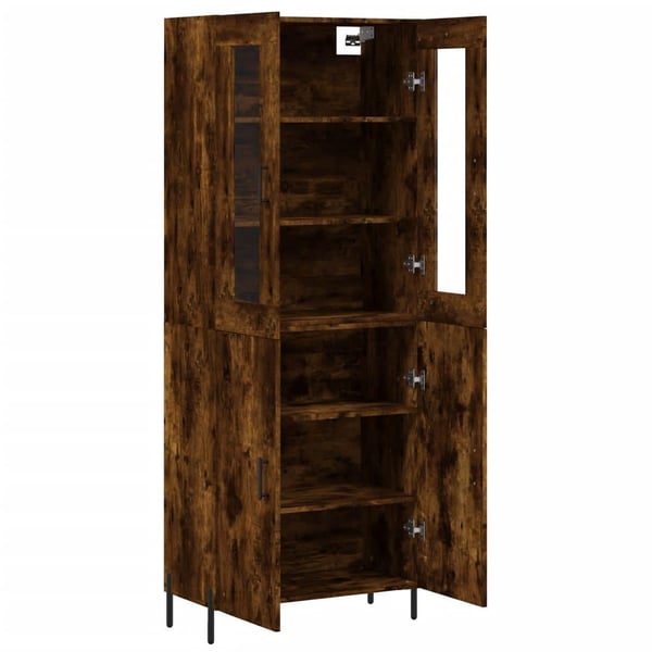 vidaXL Highboard røkt eik 69,5x34x180 cm konstruert tre