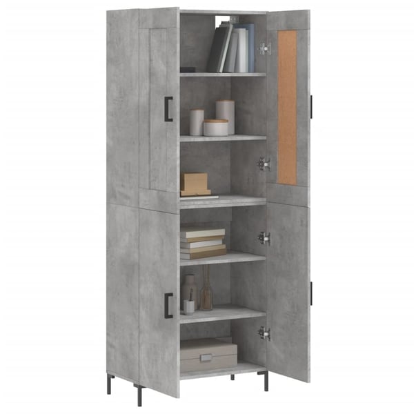 vidaXL Highboard betonggrå 69,5x34x180 cm konstruert tre
