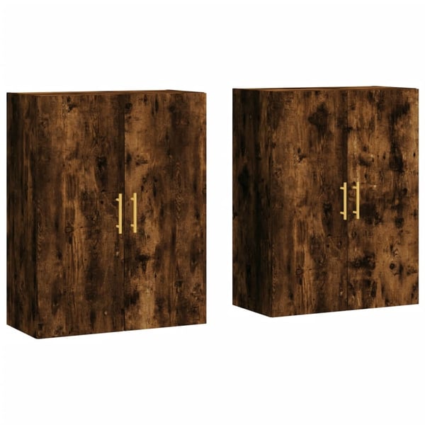 vidaXL Veggskap 2 stk røkt eik 69,5x34x90 cm