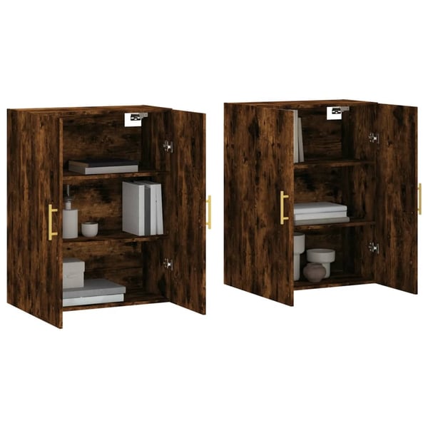 vidaXL Veggskap 2 stk røkt eik 69,5x34x90 cm