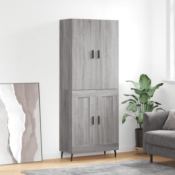 vidaXL højskab 69,5x34x180 cm konstrueret træ grå sonoma-eg