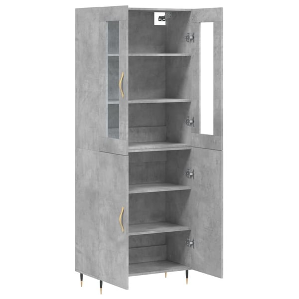 vidaXL Highboard betonggrå 69,5x34x180 cm konstruert tre