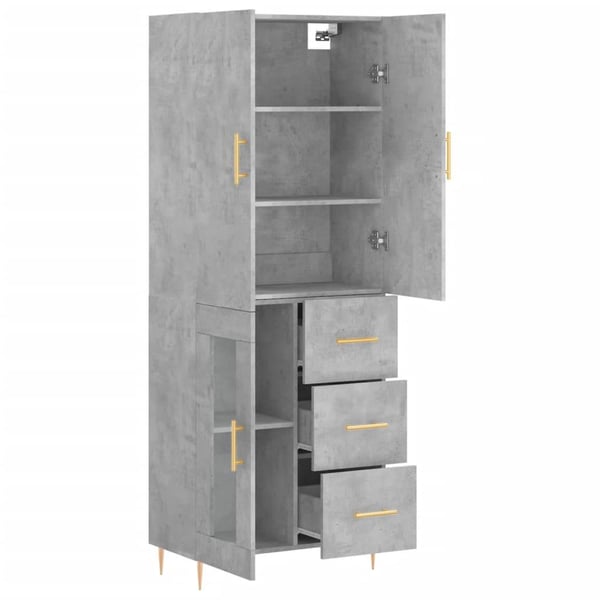 vidaXL Highboard betonggrå 69,5x34x180 cm konstruert tre
