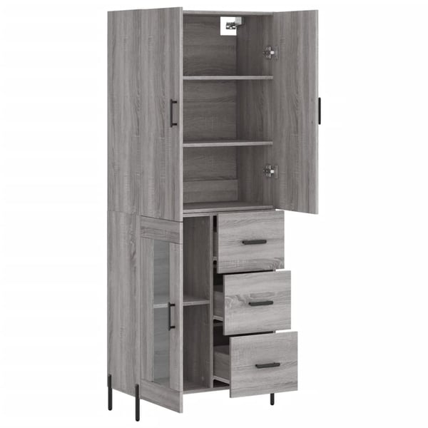vidaXL Kaappi harmaa Sonoma 69,5x34x180 cm tekninen puu