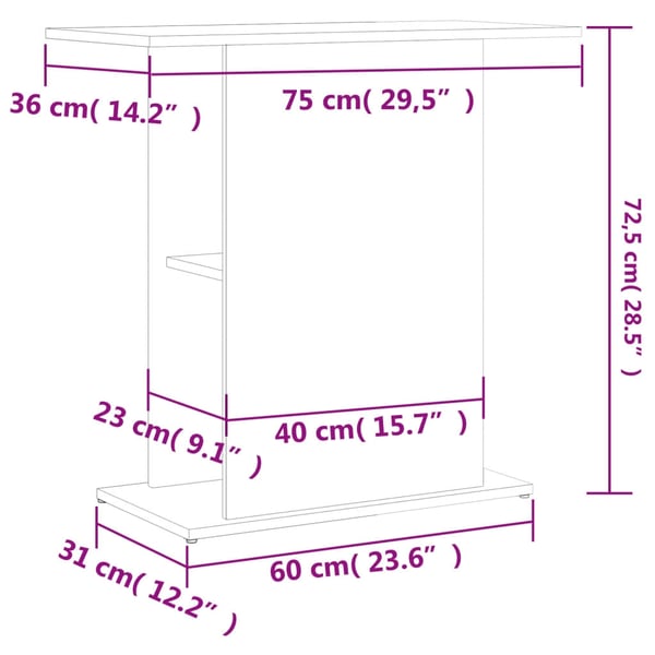 vidaXL Akvariumstativ betonggrå 75x36x72,5 cm konstruert tre