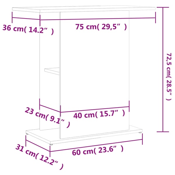 vidaXL Akvariebänk vit 75x36x72,5 cm konstruerat trä