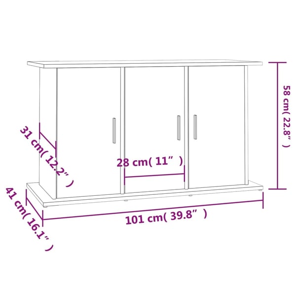 vidaXL Akvariebänk sonoma-ek 101x41x58 cm konstruerat trä