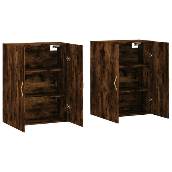 vidaXL Veggskap 2 stk røkt eik 69,5x34x90 cm