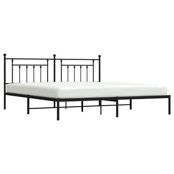 vidaXL Sengeramme i metall med sengegavl svart 200x200 cm
