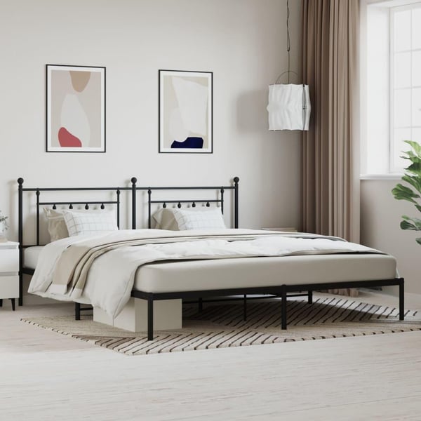 vidaXL Sengeramme i metall med sengegavl svart 193x203 cm