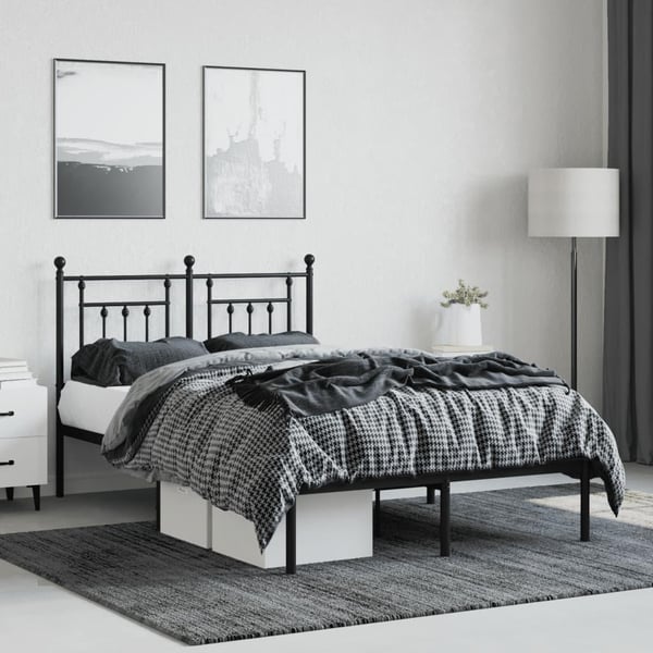 vidaXL Sengeramme i metall med hodegavl svart 120x190 cm