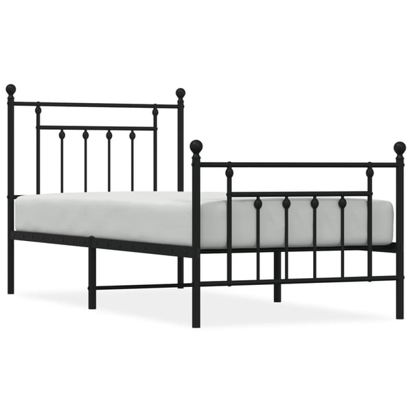vidaXL Metallinen sängynrunko päädyillä musta 90x200 cm