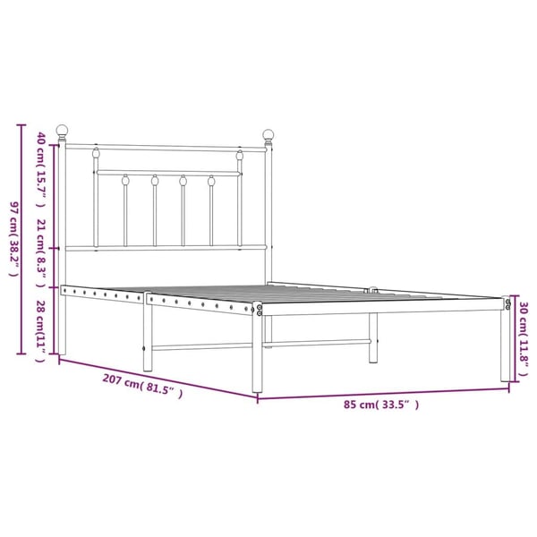 vidaXL Sengeramme i metall med hodegavl svart 80x200 cm