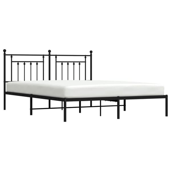vidaXL Sengeramme i metall med hodegavl svart 160x200 cm