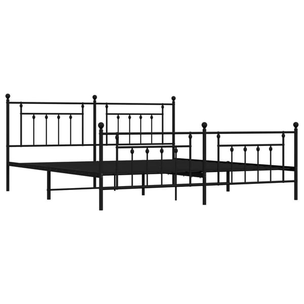 vidaXL Sengeramme i metall med hode- og fotgavl svart 200x200 cm