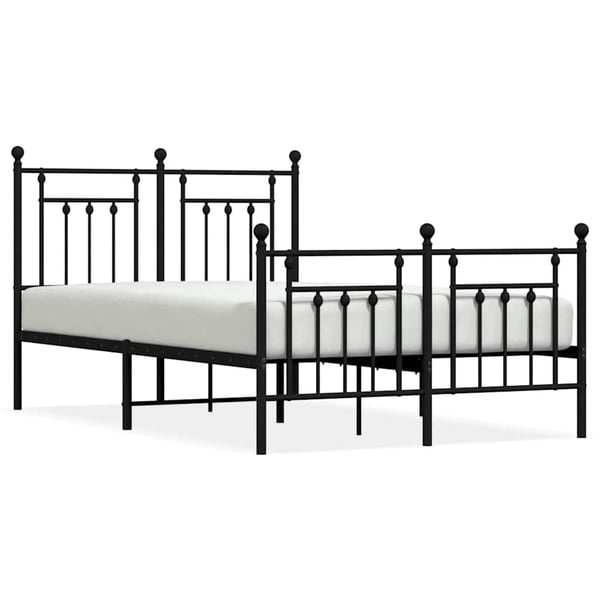 vidaXL Sengeramme i metall med hode- og fotgavl svart 120x190 cm